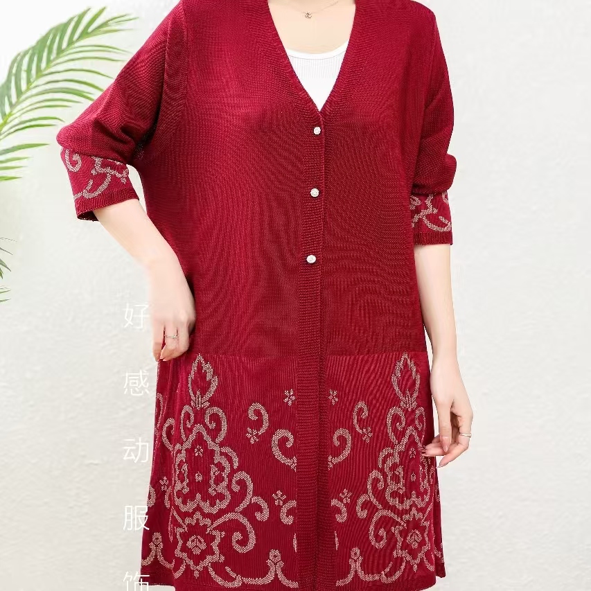 长裙休闲风中老年女装妈妈装百搭毛衣中长款夏季大码洋气时尚285