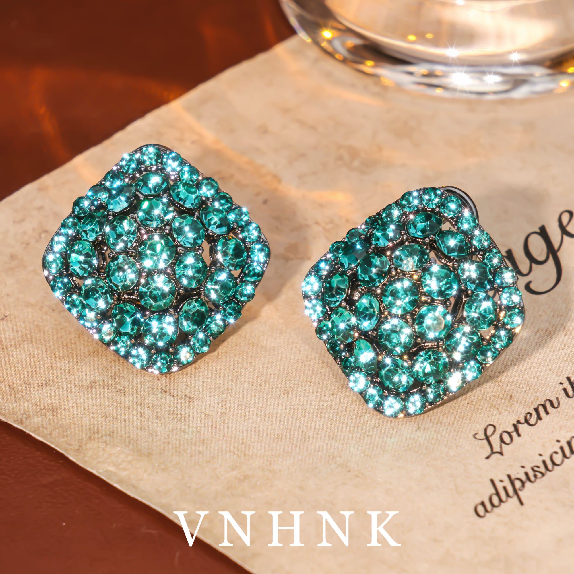 铜合金合成锆石耳饰 美可儿  C558  蓝色小众百搭耳环