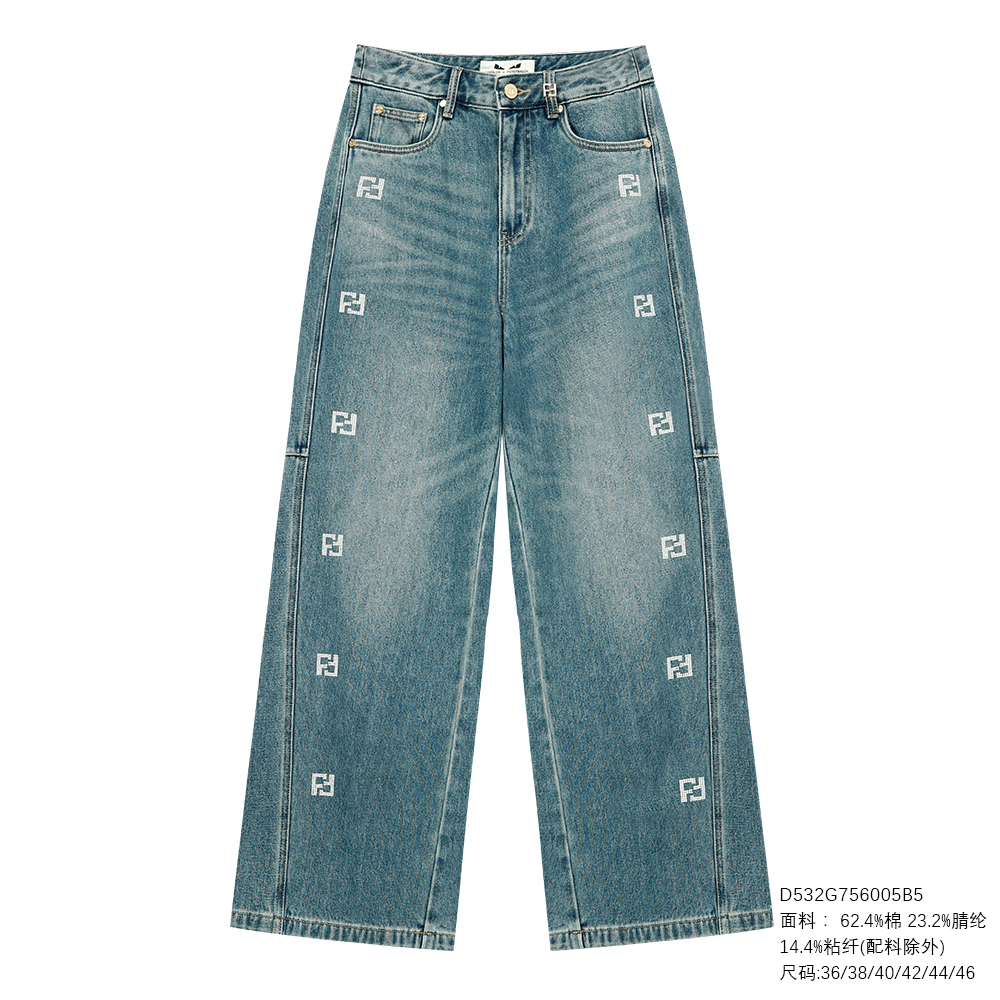 FENDILOR小怪兽25年秋冬款女士牛仔裤 D532G756005B