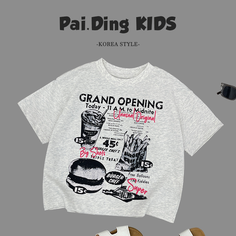 【小首尔】Q5现货-夏儿童韩版时尚字母休闲宽松百搭短袖T恤SJ5980