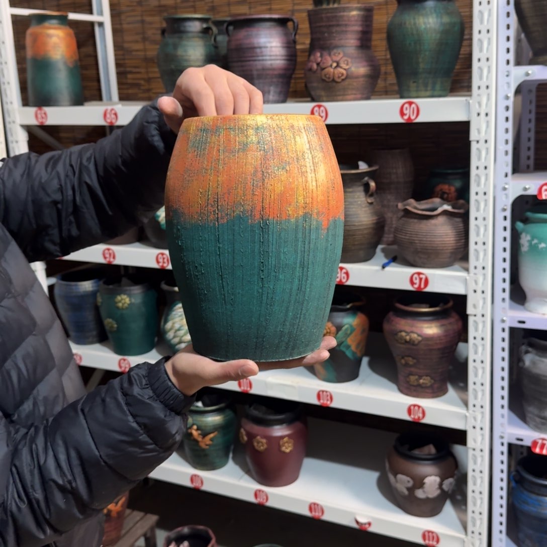 红陶红陶浮雕花盆炸炸炸炸