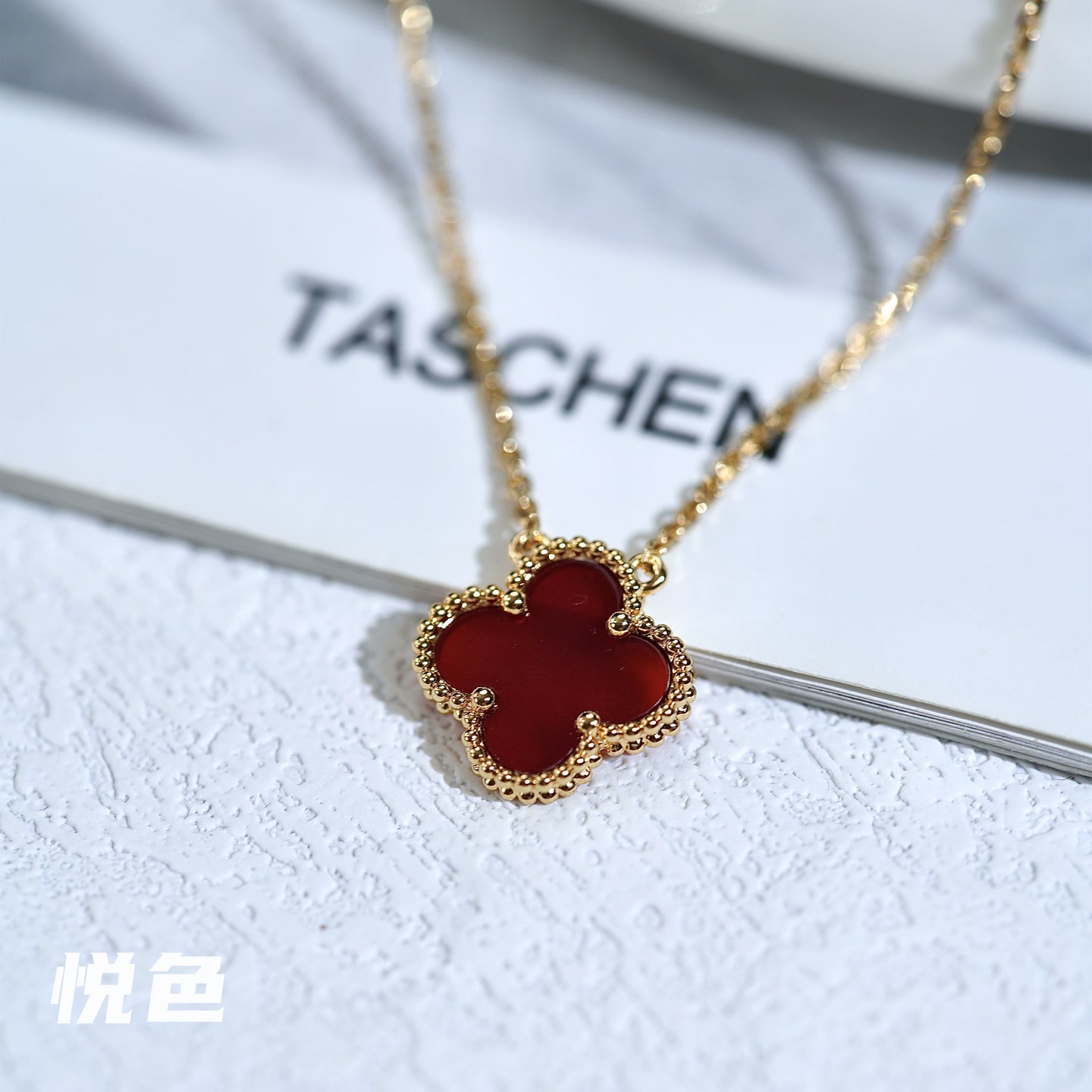 坠链均925银 925银『四叶草中花项链』经典爆款中花15mm吊坠项链