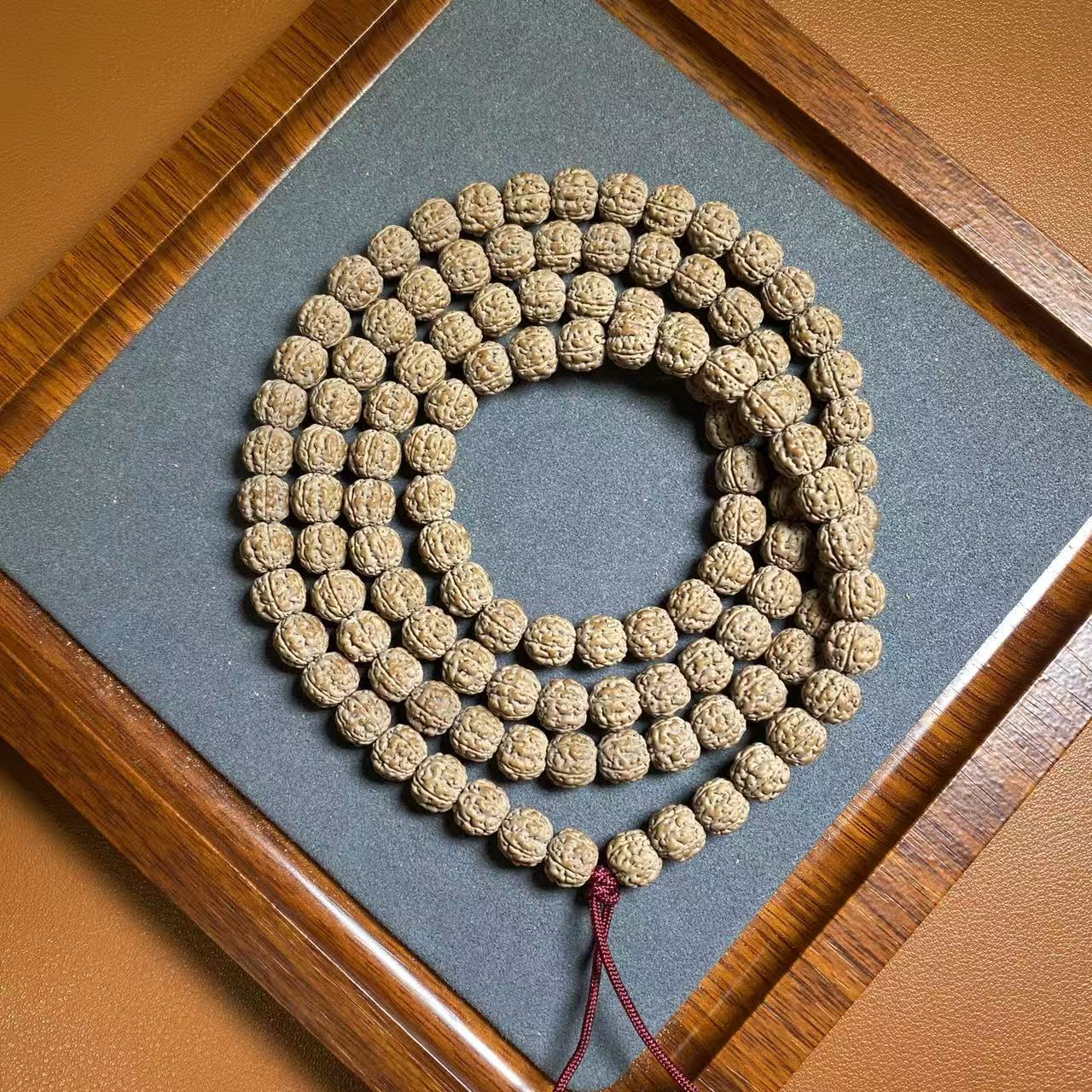 【九九文玩轩】原皮原色印尼老树一代盘龙纹小金刚108脖挂全品