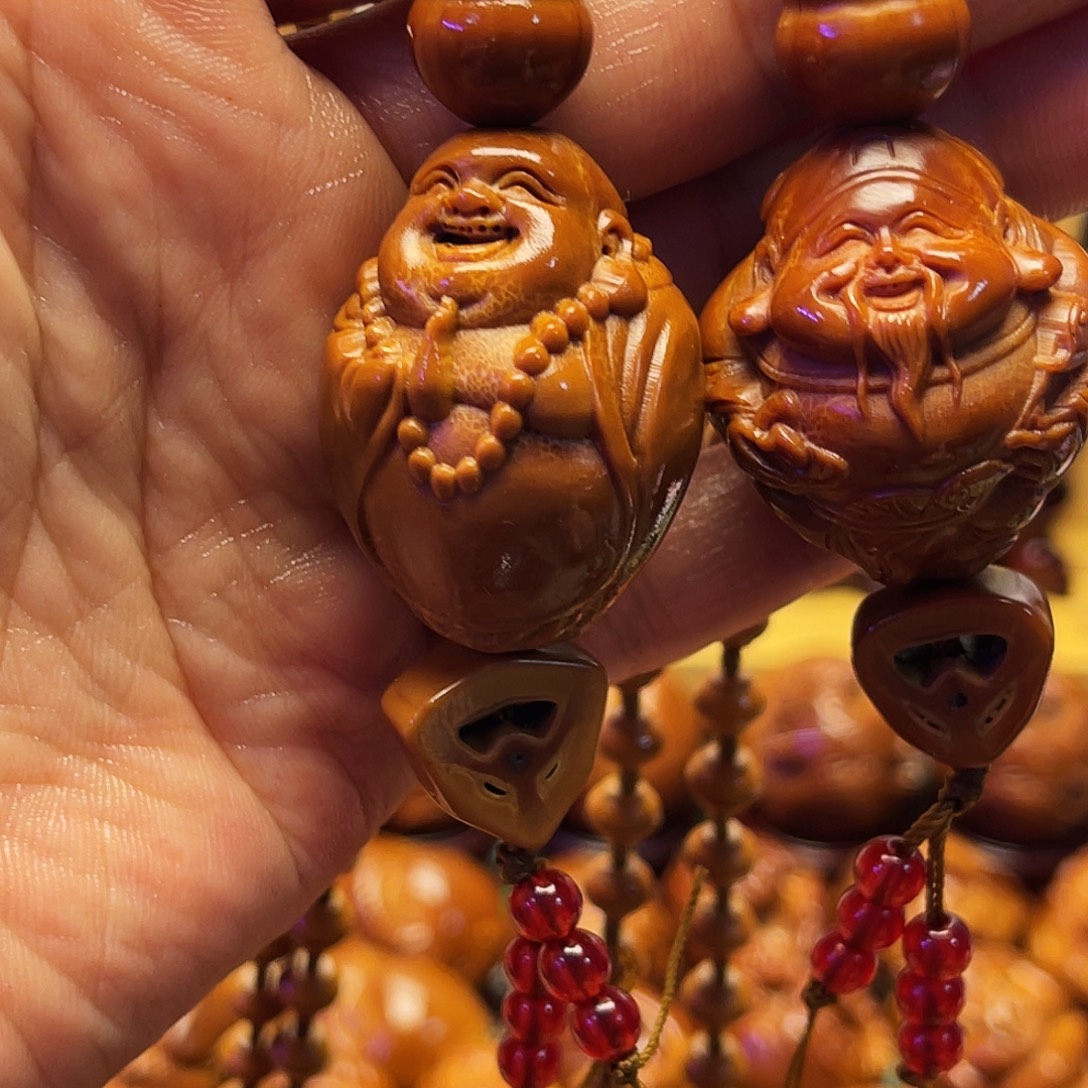 水***贝橄榄核把件财神米勒脖挂