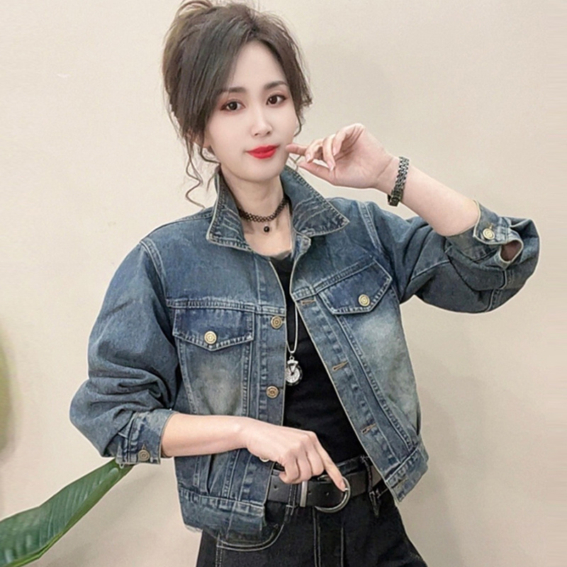 复古时尚牛仔短款外套女2025春季新款爆款休闲宽松夹克小个子上衣