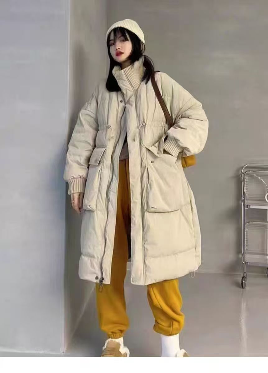 常规潮流厚款女装百搭拉链时尚立领中长款羽绒服