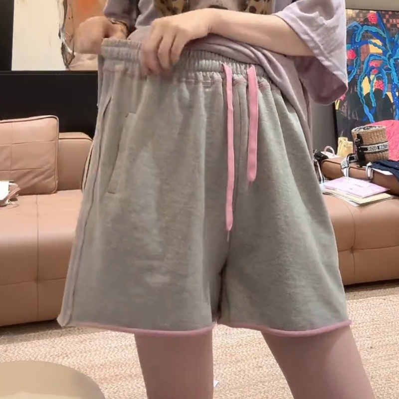 【灰粉甜心】夏季新款时尚休闲通勤直筒百搭抽身短裤LK2504310