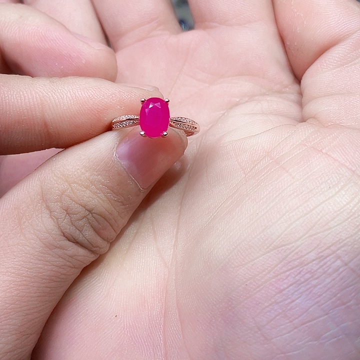 红宝石戒指银S925镶嵌…………….