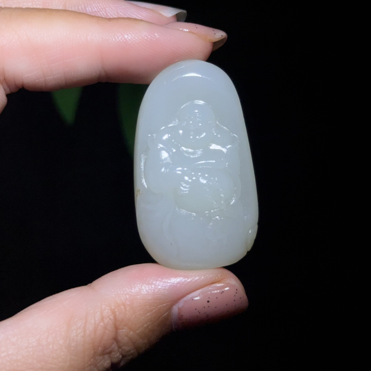 新疆子料白玉油膏料独籽佛～28克