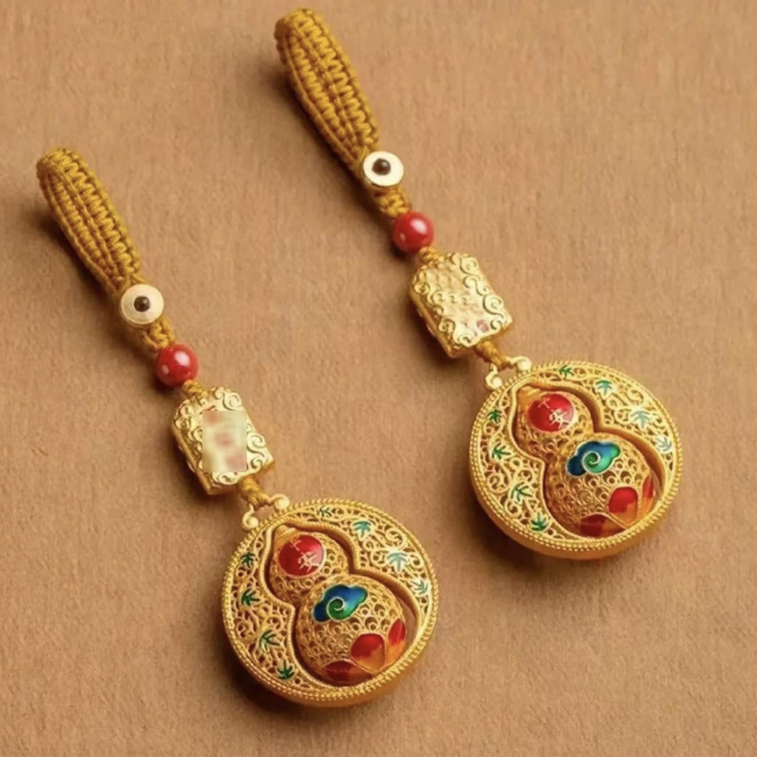 【老师推荐】2025蛇年八宝罗盘葫芦钥匙扣可旋转中式金色男女钥匙扣