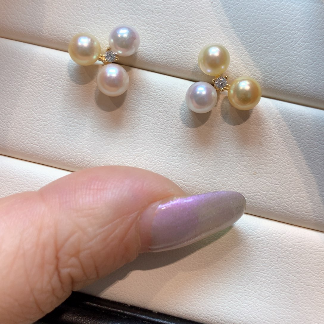 银S925镶嵌海水珍珠耳饰