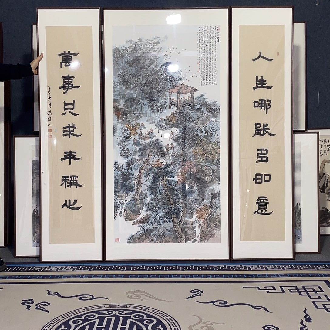 一***来国画手绘画作品带框