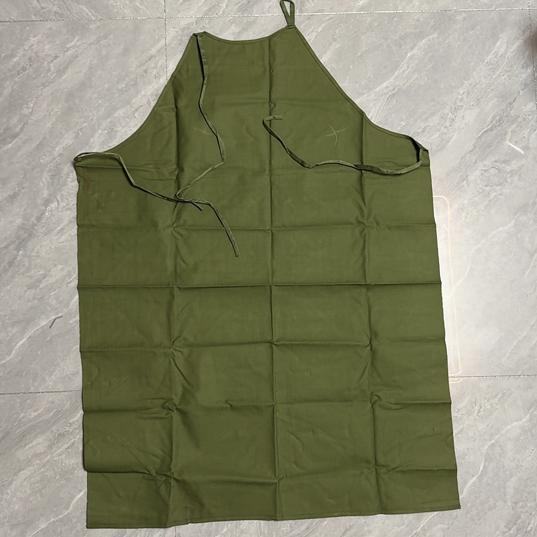 老式连襟围裙君绿色炊事围裙无袖背带厨师工作服饭店后厨围裙