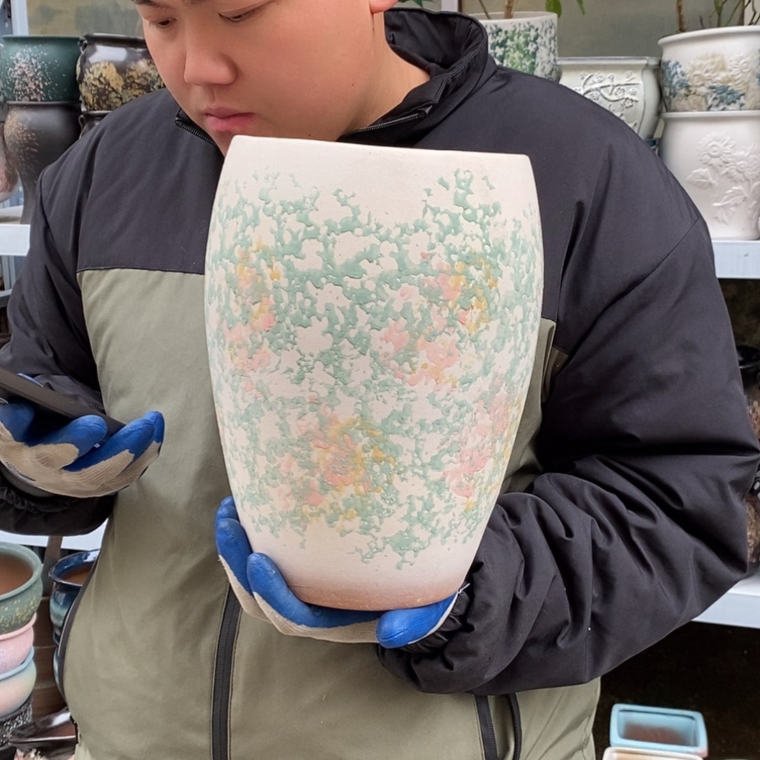 紫砂花盆口17高27