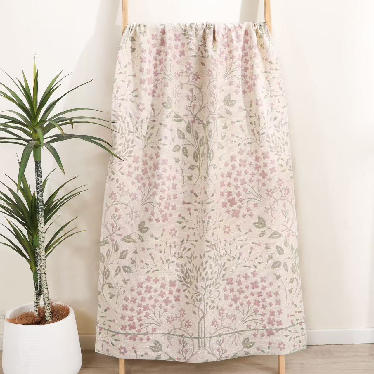 【宽边枝叶】70*140加厚纱布大浴巾/沙发巾