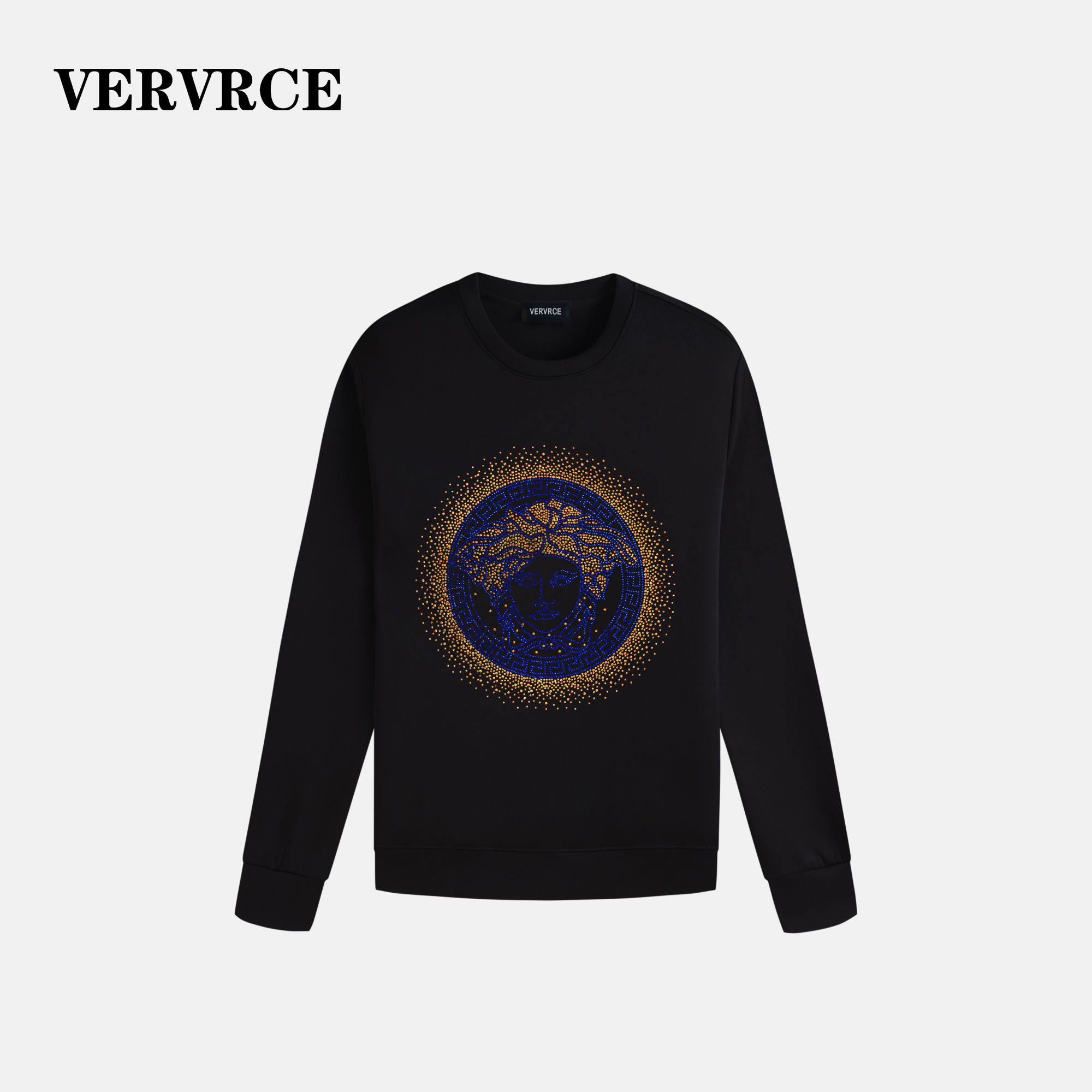 VERVRCE/Dyed with gardenia.秋季男士经典高级烫钻休闲卫衣长袖