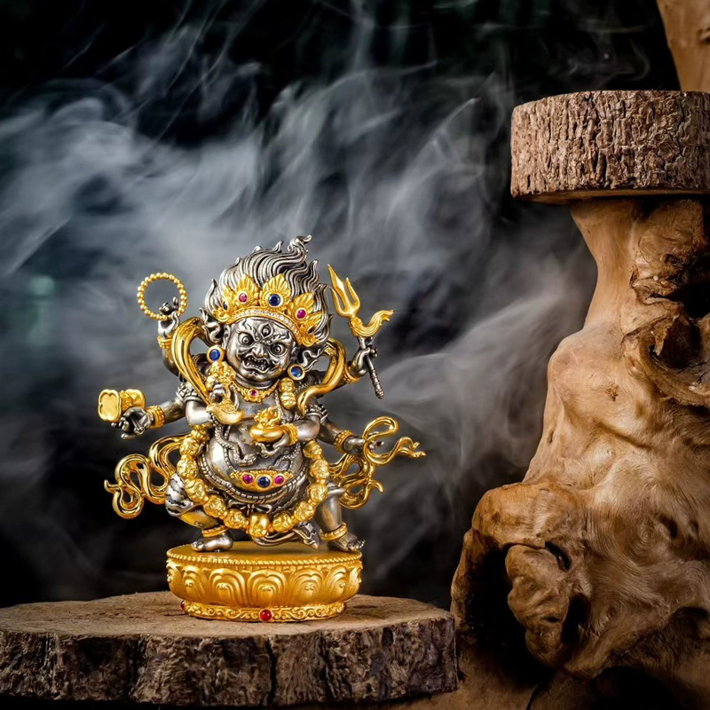 喜三福文创大黑天小众复古国潮小众雕刻手工创意摆件