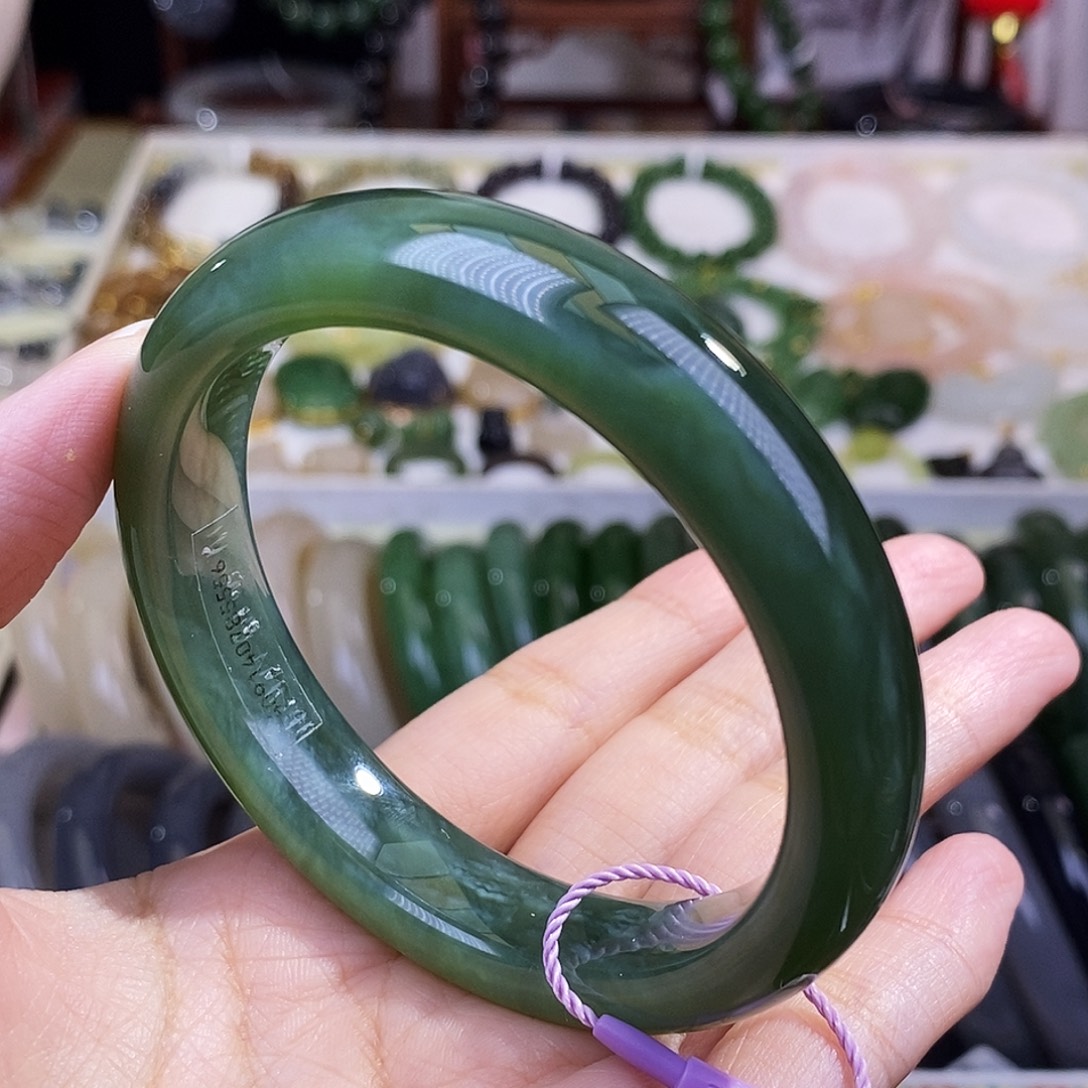 和田玉未镶嵌颈饰56毕业级老矿料碧玉猫眼手镯