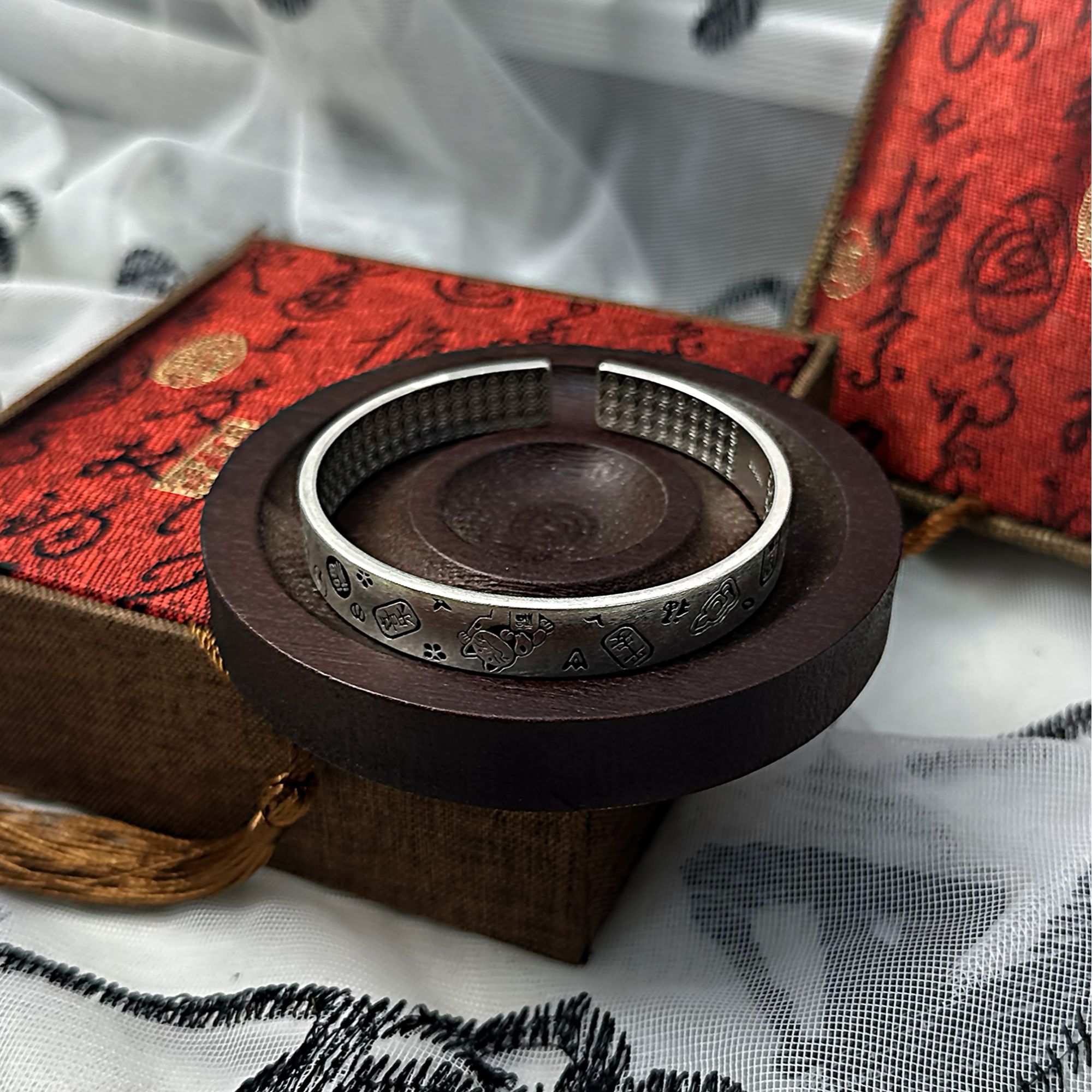 足银手镯 022 吉言开口手镯经典百搭手工时尚复古