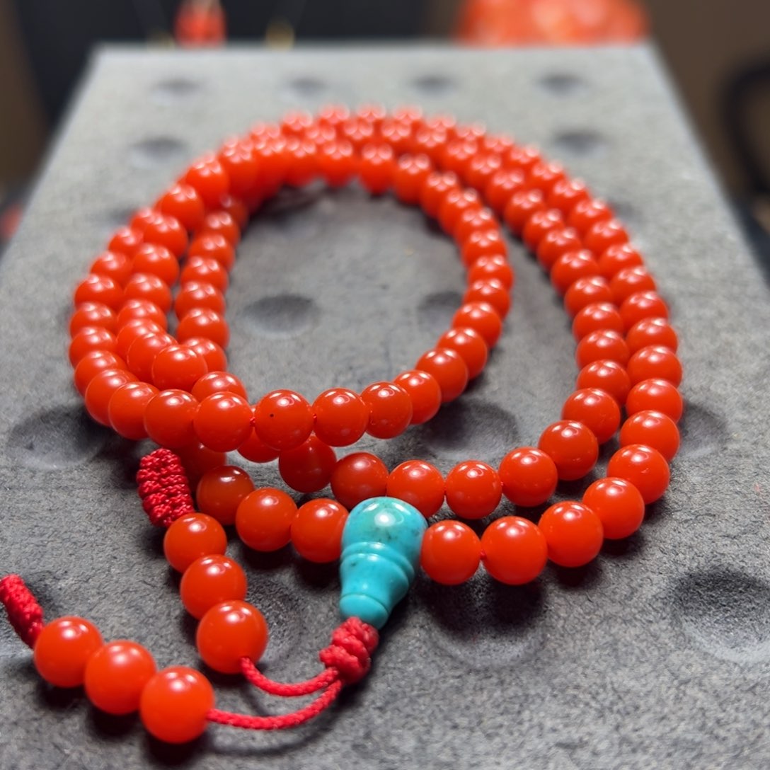 未镶嵌东山大水沟料南红佛珠尺寸6m m南红玛瑙