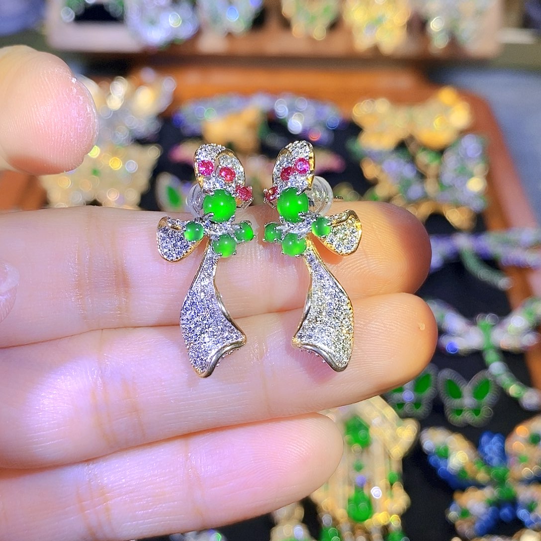 吊坠(不含链)银S925镶嵌翡翠