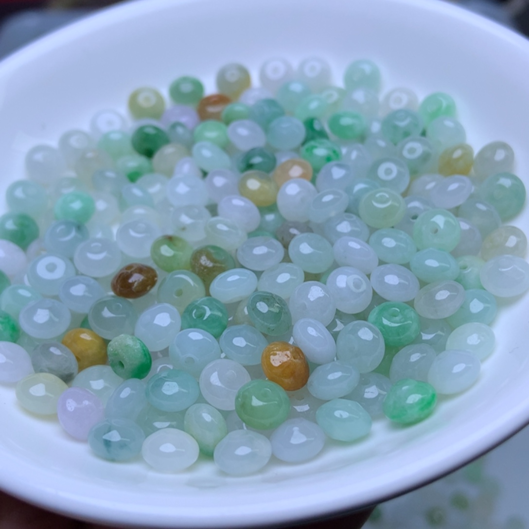 散珠翡翠卡4乘6.5冰三彩鼓珠33个