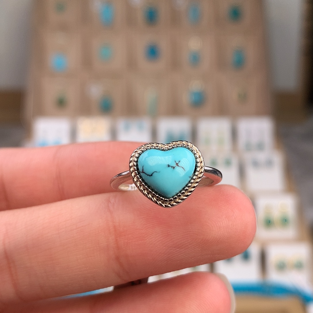 绿松石银S925镶嵌戒指