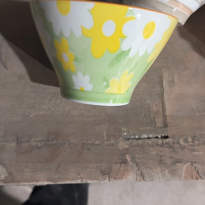 瓷   斗笠碗 5 英寸绿花   6 个