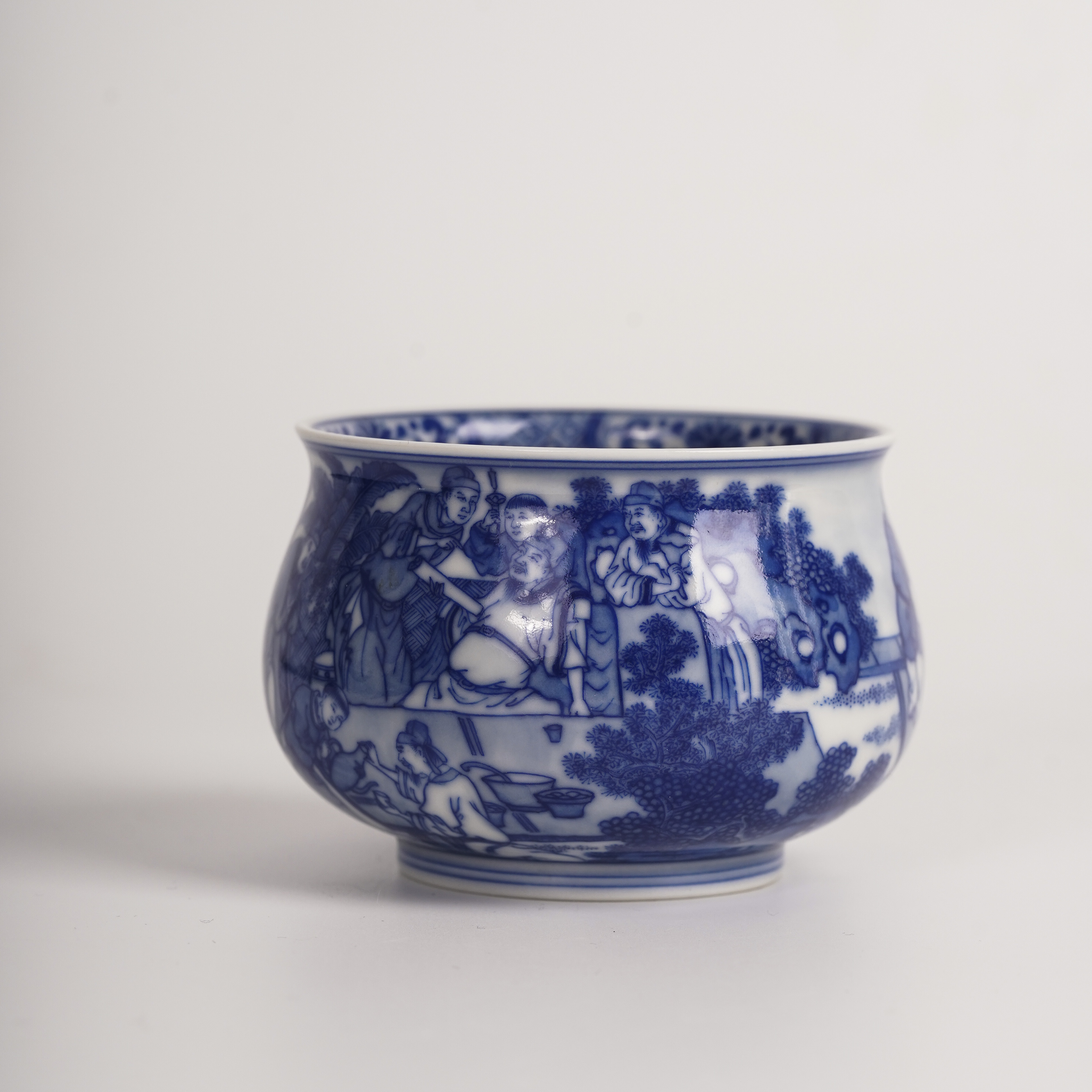 隐山清玩晓花窑李白夜宴图胖炉杯