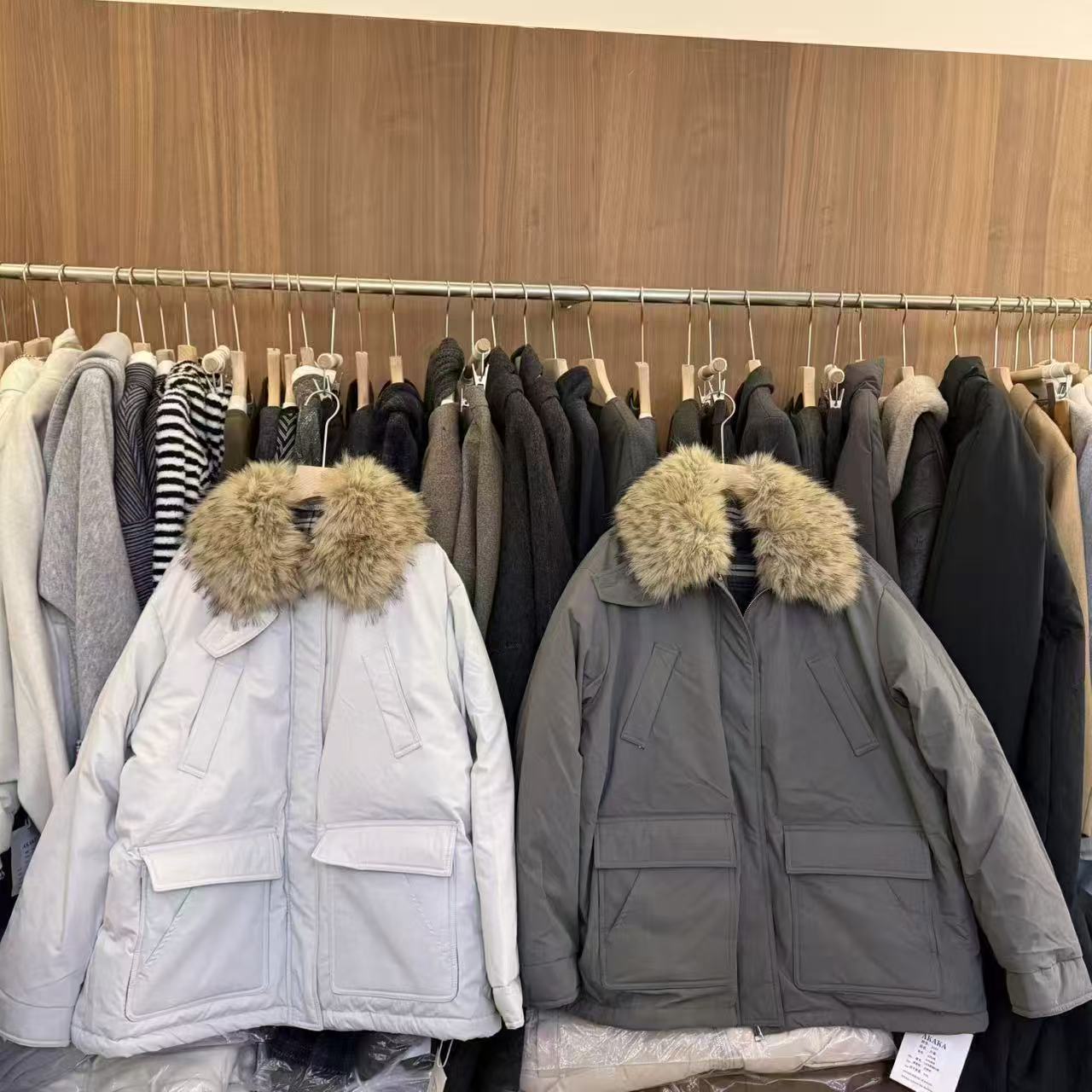 2657冬季新款韩系复古休闲毛领翻领中长款保暖白鸭绒羽绒服外套女