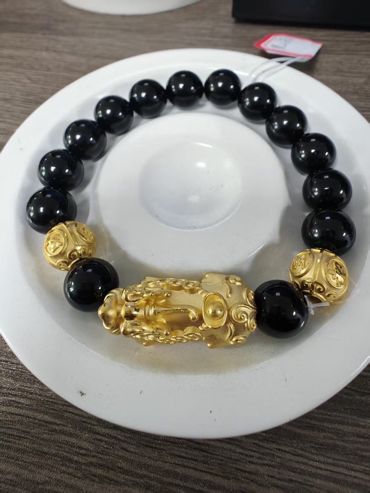 【足金999】卡10元宝貔貅+2颗招财进宝转运珠