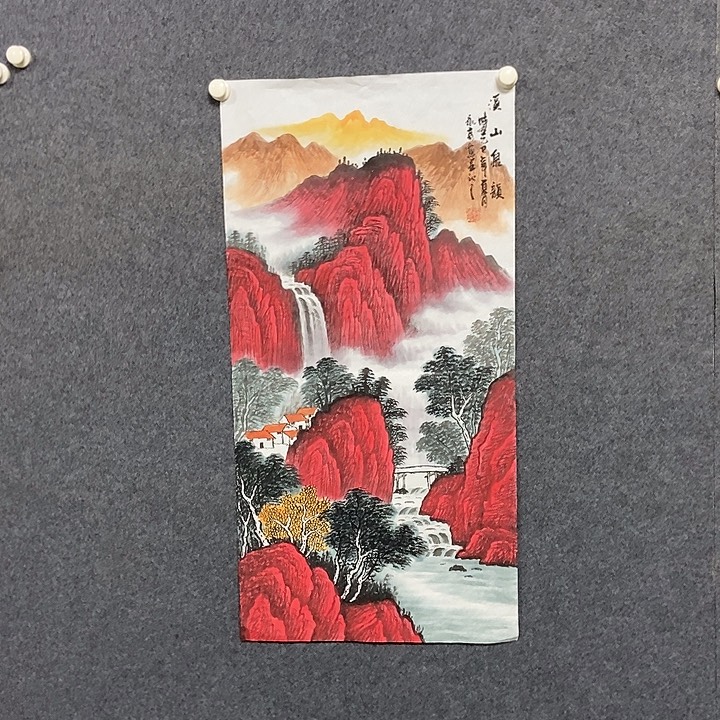 国画三尺山水一副