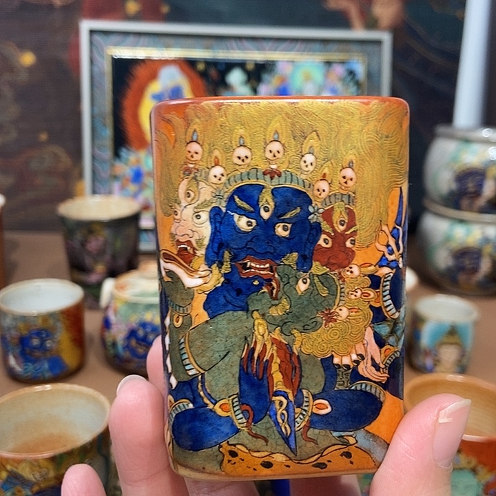 手工手绘普巴金刚茶杯