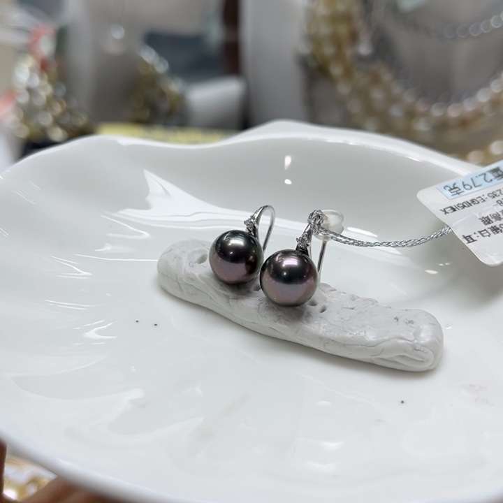 海水珍珠耳饰银S925镶嵌8-9mm