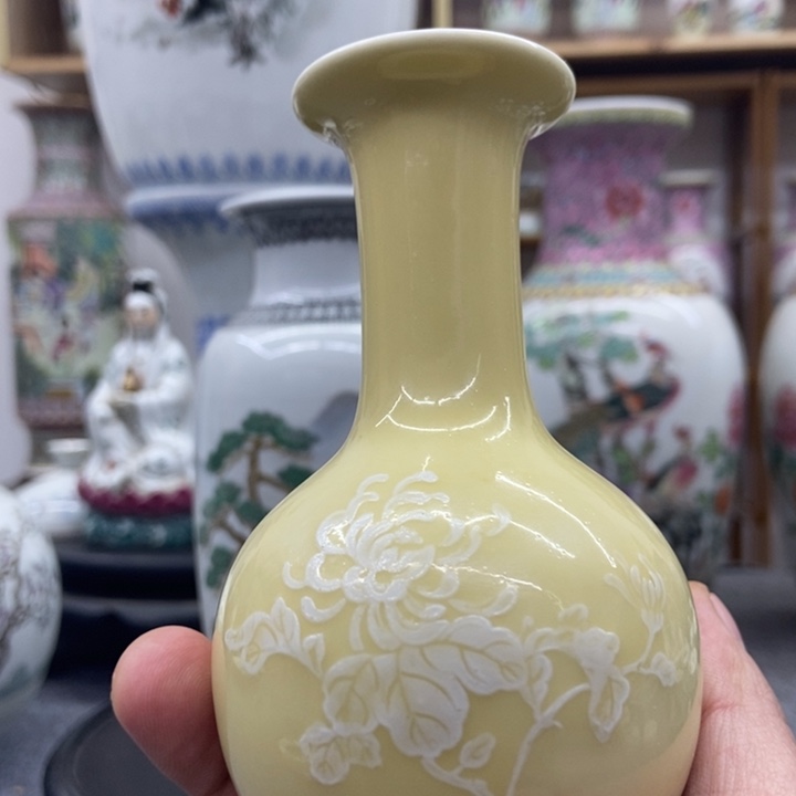用***6陶瓷景德镇瓷器堆白花瓶