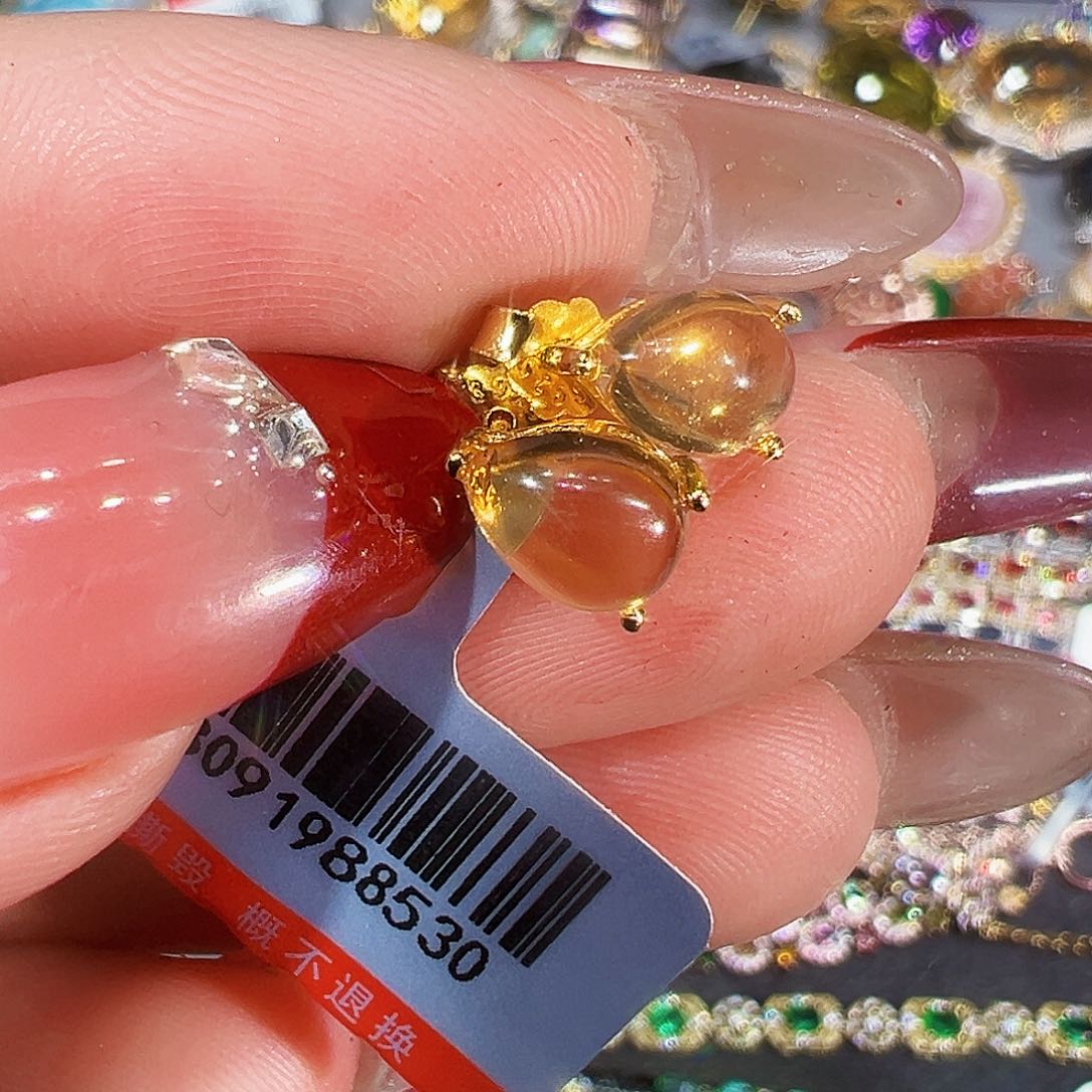 银S925镶嵌耳饰黄晶