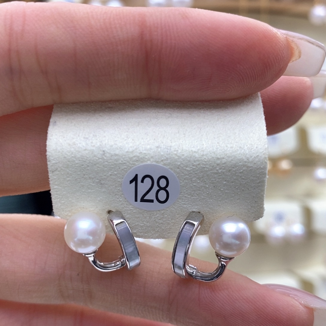 淡水珍珠耳饰银S925镶嵌