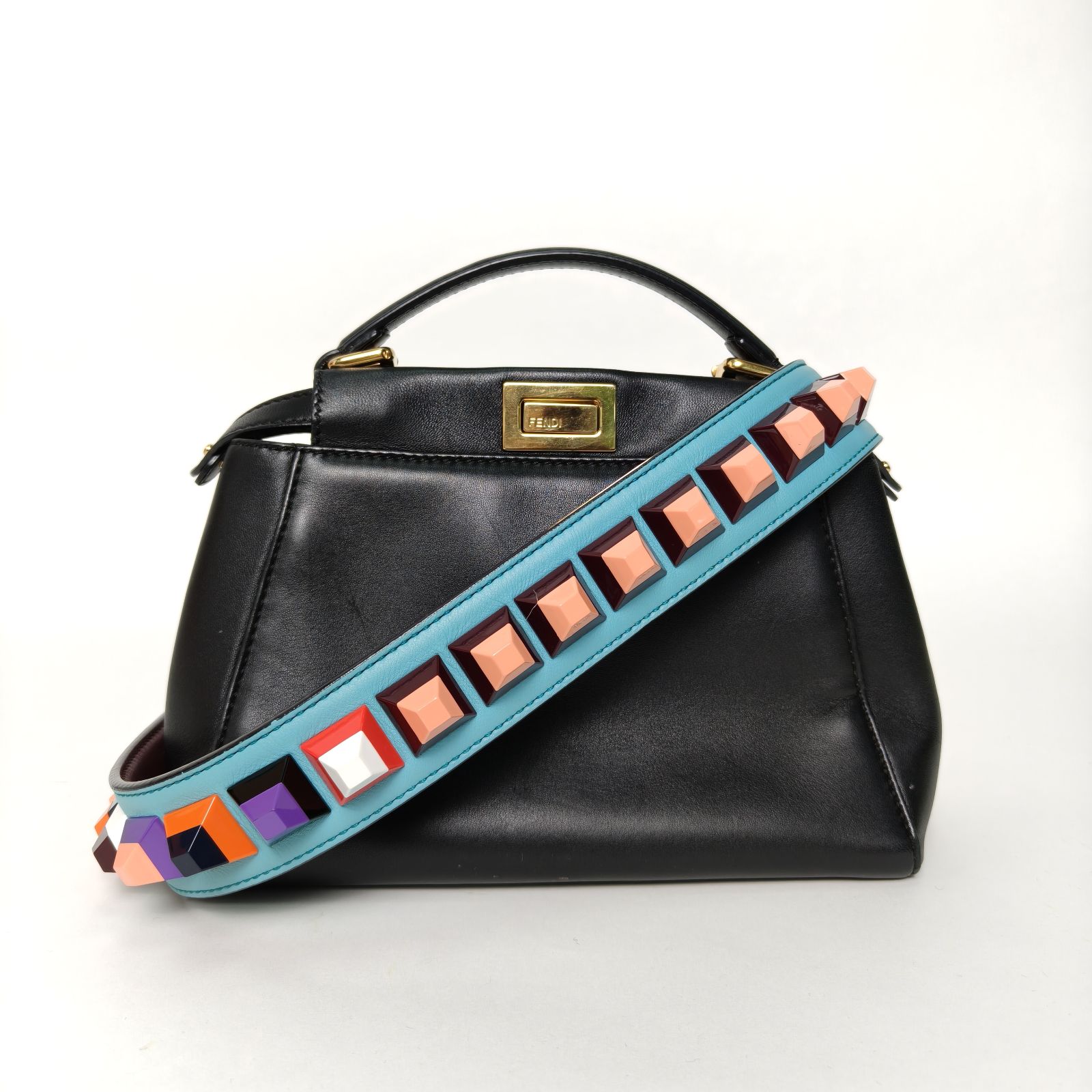 95新 FENDI/芬迪 【特价黑黑】PEEKABOO Mini 23cm 黑色 皮革S