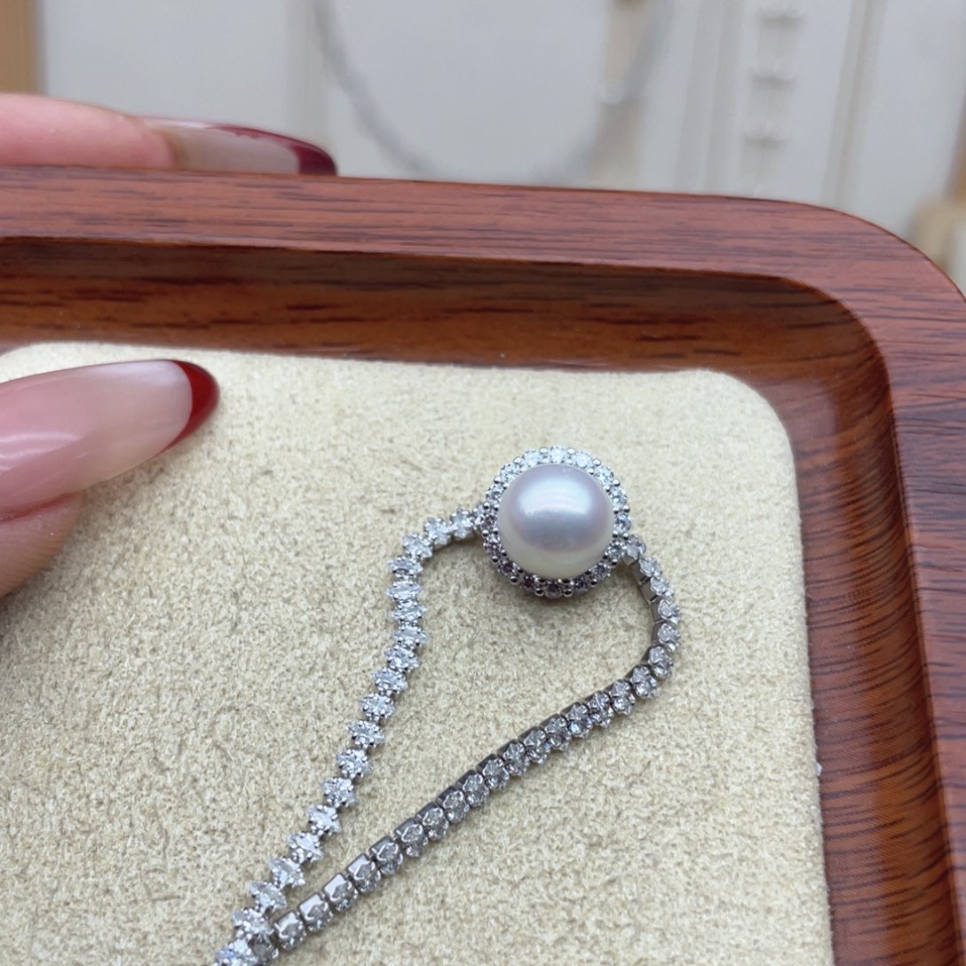 银S925镶嵌海水珍珠手链X110