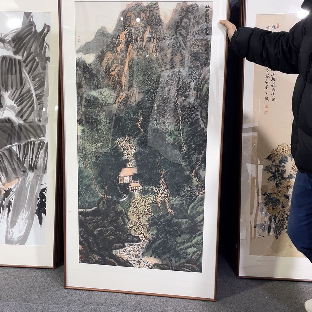 国画手绘画作品带框