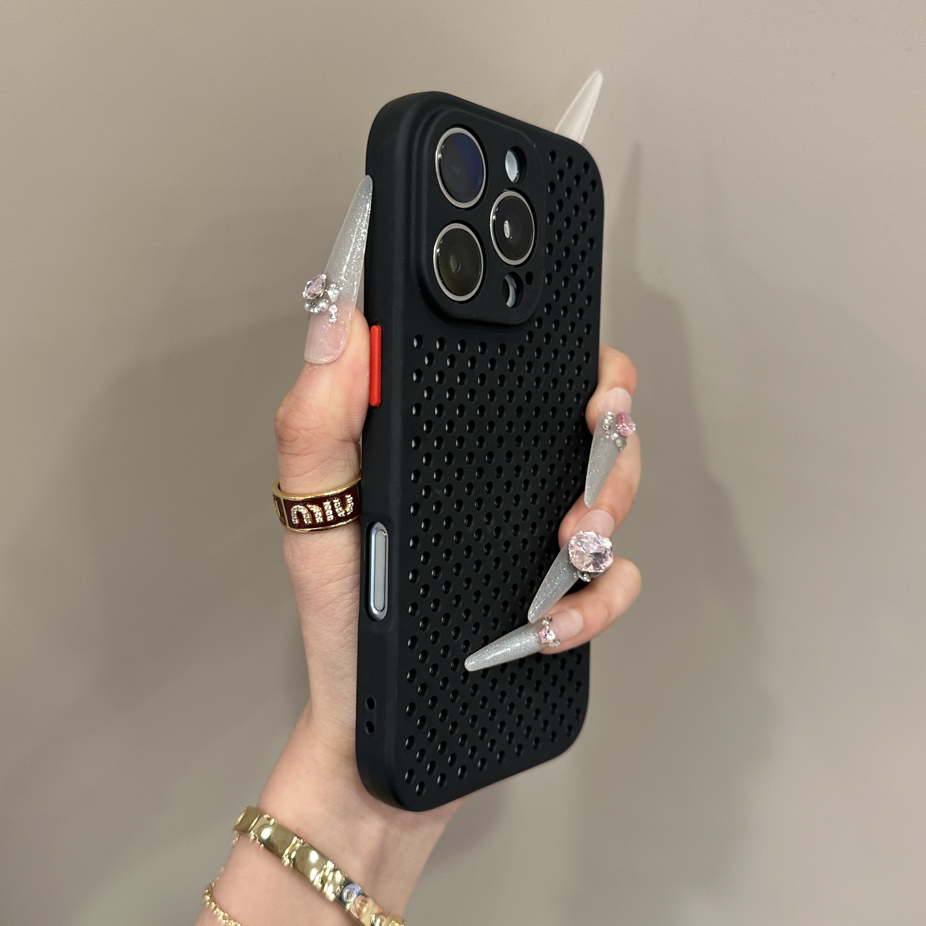 高级感撞色散热网壳适用苹果16/15promax手机壳iPhone17/13磨砂软