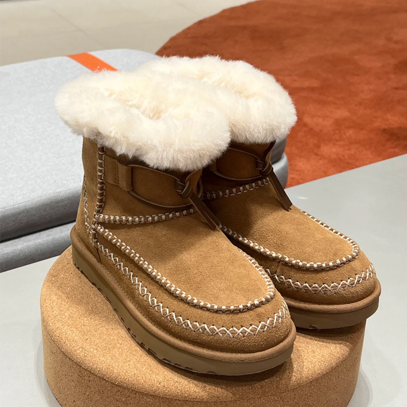 2025年冬新款真皮软底保暖加绒厚底雪地靴女