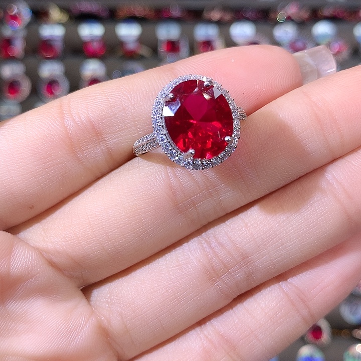 925银鸽血红戒指白1012