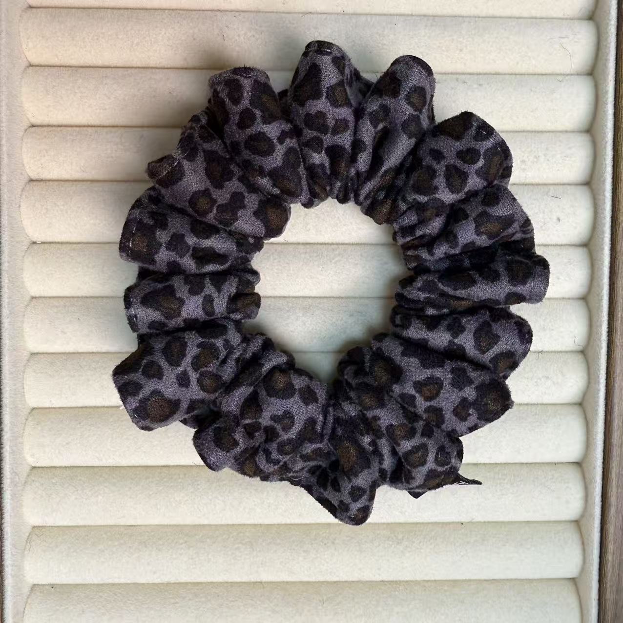 原创设计麂皮绒豹纹气质时尚发饰发圈