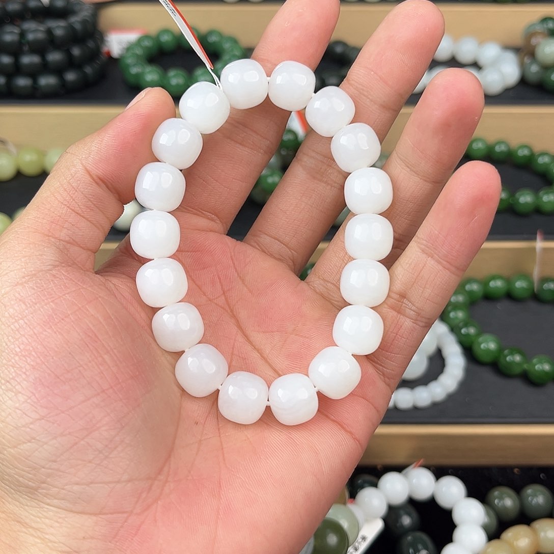 和田玉手串未镶嵌纯天然新疆和田玉05于阗12mm