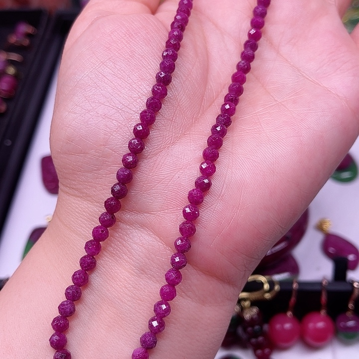 红宝石项链银S925镶嵌