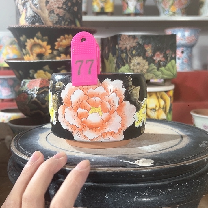 景德镇手绘花盆 满38包邮