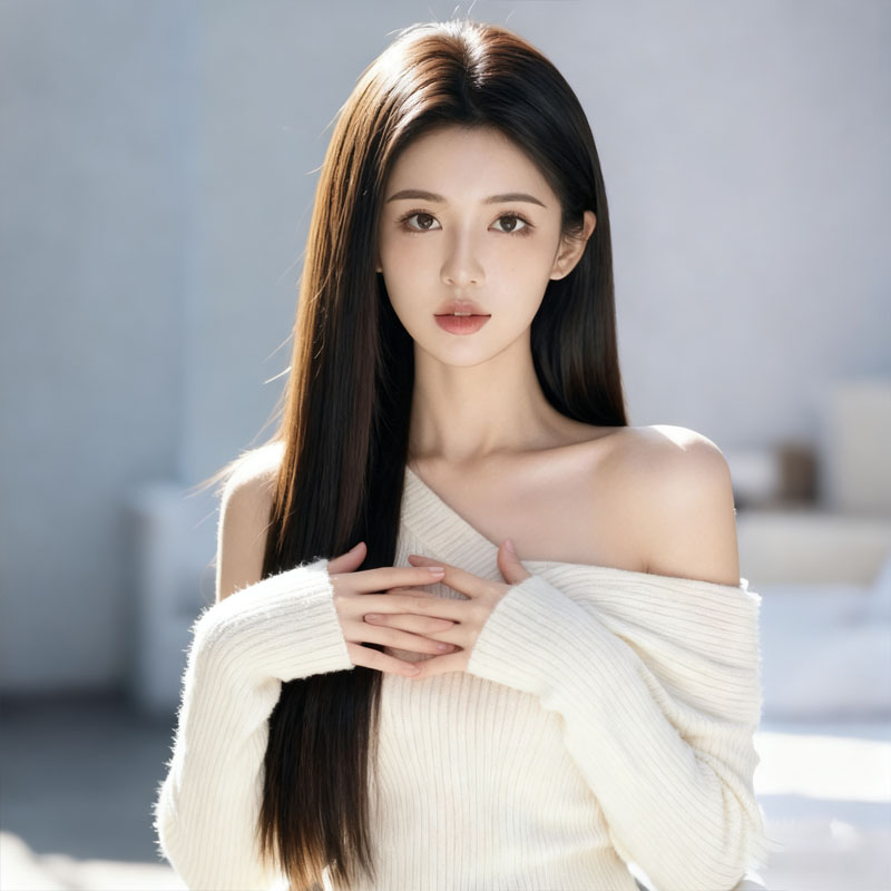 新款长发微针透气无刘海超逼真发际线全真人发丝头套