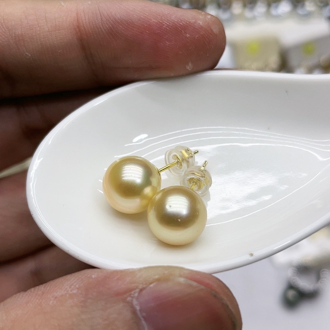 银S925镶嵌海水珍珠耳饰