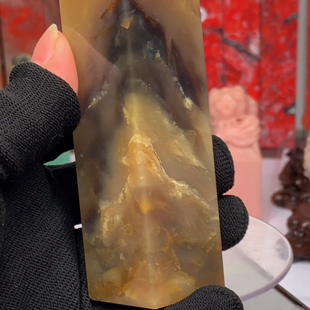 昌化石老黄泼墨彩印章